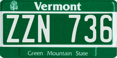 VT license plate ZZN736