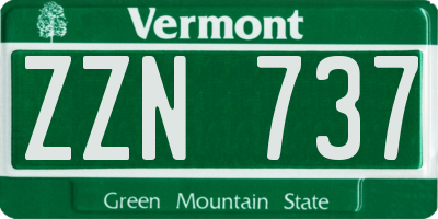 VT license plate ZZN737