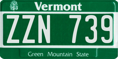 VT license plate ZZN739