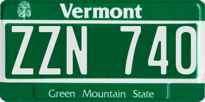 VT license plate ZZN740