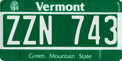 VT license plate ZZN743