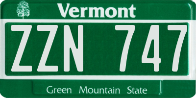 VT license plate ZZN747