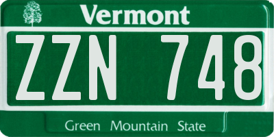 VT license plate ZZN748