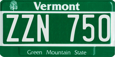 VT license plate ZZN750