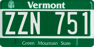VT license plate ZZN751