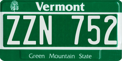 VT license plate ZZN752