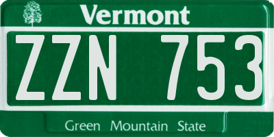 VT license plate ZZN753