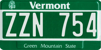 VT license plate ZZN754