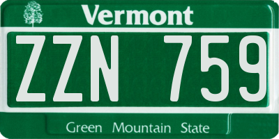 VT license plate ZZN759