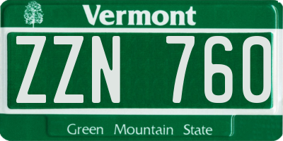 VT license plate ZZN760