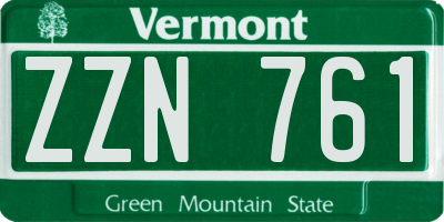 VT license plate ZZN761
