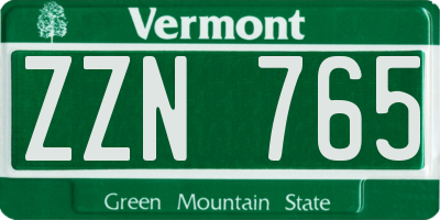 VT license plate ZZN765
