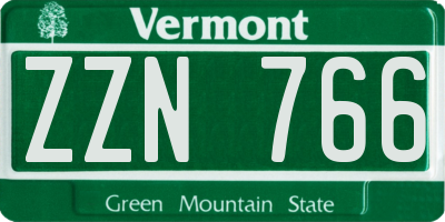 VT license plate ZZN766