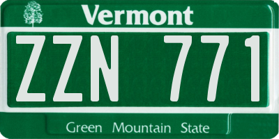 VT license plate ZZN771