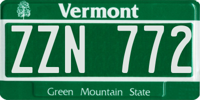 VT license plate ZZN772
