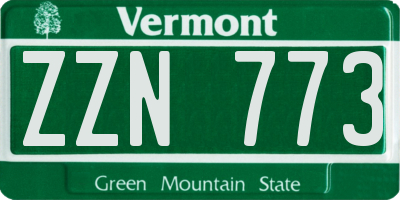 VT license plate ZZN773