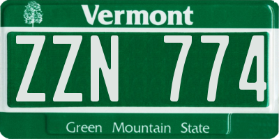 VT license plate ZZN774