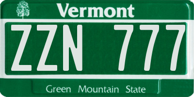 VT license plate ZZN777