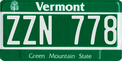 VT license plate ZZN778