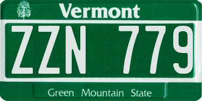 VT license plate ZZN779