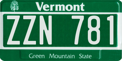 VT license plate ZZN781