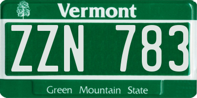VT license plate ZZN783