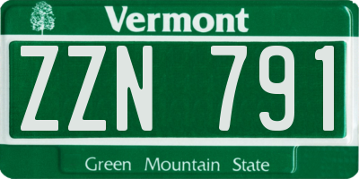 VT license plate ZZN791