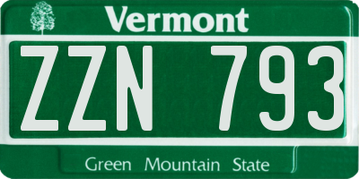 VT license plate ZZN793