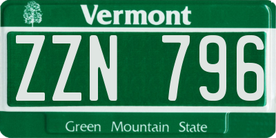 VT license plate ZZN796