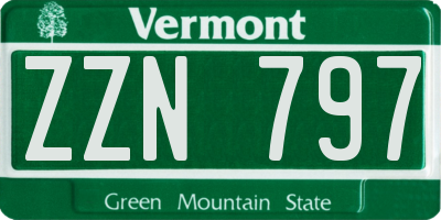 VT license plate ZZN797