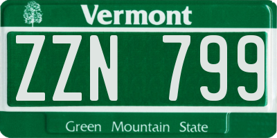 VT license plate ZZN799