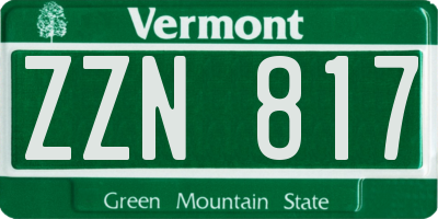 VT license plate ZZN817