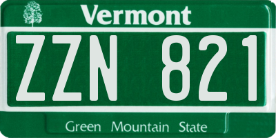 VT license plate ZZN821