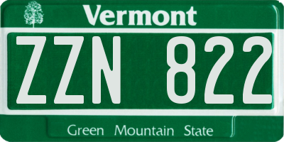 VT license plate ZZN822