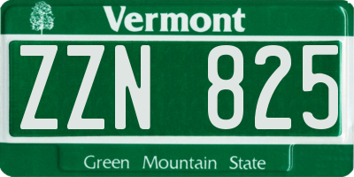 VT license plate ZZN825