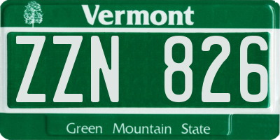VT license plate ZZN826