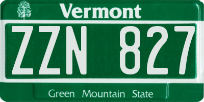 VT license plate ZZN827