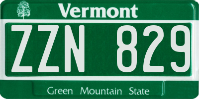 VT license plate ZZN829
