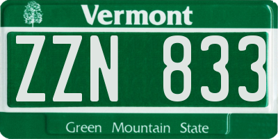 VT license plate ZZN833