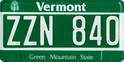 VT license plate ZZN840