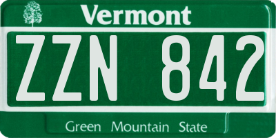 VT license plate ZZN842