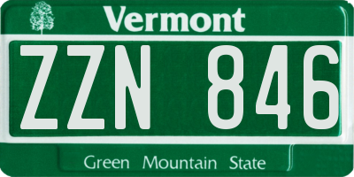 VT license plate ZZN846