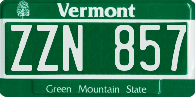 VT license plate ZZN857