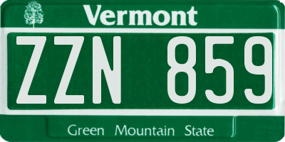 VT license plate ZZN859