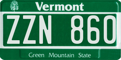 VT license plate ZZN860