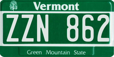 VT license plate ZZN862