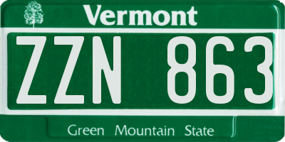 VT license plate ZZN863