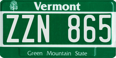 VT license plate ZZN865