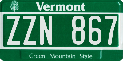 VT license plate ZZN867