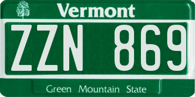 VT license plate ZZN869